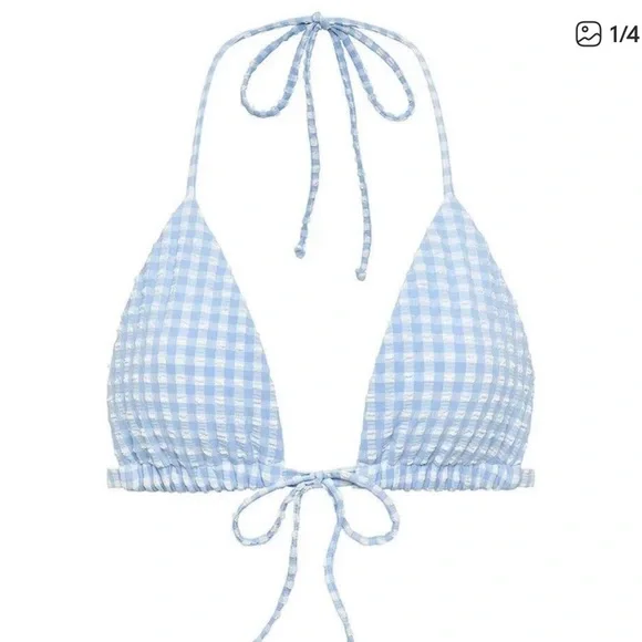 Montce Peri Micro Gingham Uno Ruffle Bows Bikini Bottom - Picture 2 of 10